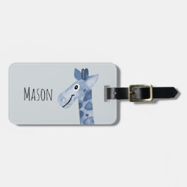 Giraffe Safari van de Blue Waterverf van de jongen Bagagelabel