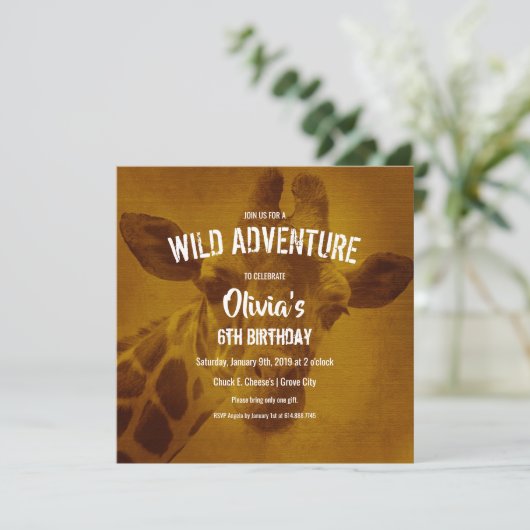 Giraffe Safari Verjaardagsfeest Kaart (Staand voorkant)