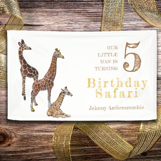 Giraffe Safari Verjaardagsfeest Spandoek
