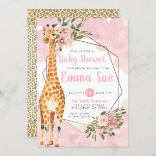 Giraffe Safari Waterverf Baby shower Kaart
