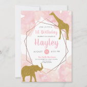 Giraffe Safari Waterverf Birthday Uitnodiging (Voorkant)