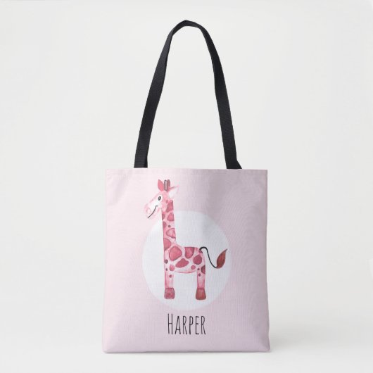 Giraffe Safari Waterverf van Girl Tote Bag (Voorkant)