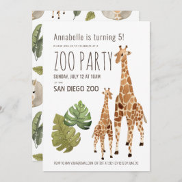 Giraffe Safari Zoo Party Kinderen Verjaardag Kaart