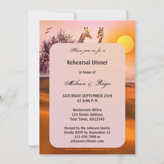 Giraffe Safari Zoo Rehearsal Kaart (Achterkant)