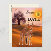 Giraffe Safari Zoo Save the Date Briefkaart (Voorkant / Achterkant)