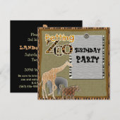 Giraffe Safari Zoo Verjaardagsfeestje Uitnodiging (Voorkant / Achterkant)