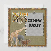 Giraffe Safari Zoo Verjaardagsfeestje Uitnodiging (Voorkant)