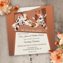 Giraffe Safari Zoo Wedding Uitnodiging