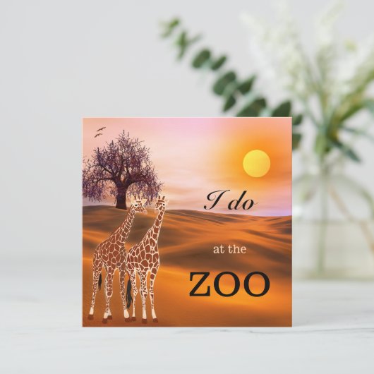 Giraffe Safari Zoo Wedding Uitnodiging (Staand voorkant)