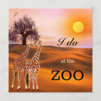 Giraffe Safari Zoo Wedding Uitnodiging