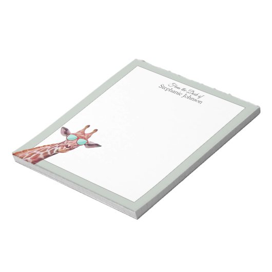 Giraffe Sage Monogram van het bureau van de Sjablo Notitieblok (Linkerzijde)