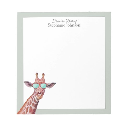 Giraffe Sage Monogram van het bureau van de Sjablo Notitieblok (Voorkant)