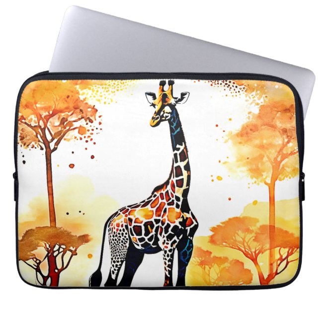 Giraffe Savannah Art Laptop Sleeve (Voorkant)