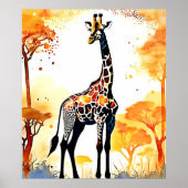Giraffe Savannah Art Poster (Voorkant)
