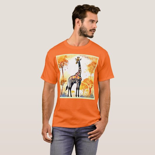 Giraffe Savannah Art T-shirt (Voorkant volledig)