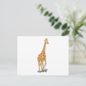 Giraffe Schaats Skateboard Briefkaart (Staand voorkant)