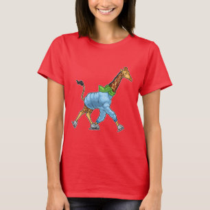 Giraffe Schaatsen IJs schaatsen T-shirt