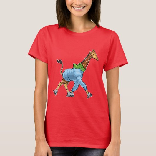 Giraffe Schaatsen IJs schaatsen T-shirt (Voorkant)