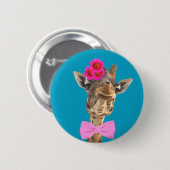 Giraffe schattig en grappig oerwoud ronde button 5,7 cm (Voorkant /achterkant)