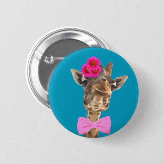 Giraffe schattig en grappig oerwoud ronde button 5,7 cm (Voorkant /achterkant)