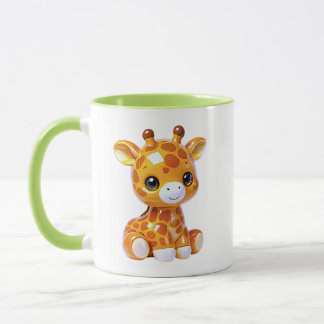 Giraffe Schattig Glanzend Karakter Groen Thema Mok