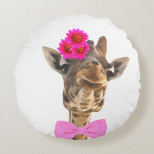 Giraffe schattig grappig jungle dier kinderkamer n rond kussen