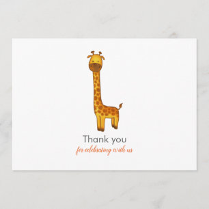 Giraffe Schattige minimalistisch Baby shower dank  Bedankkaart