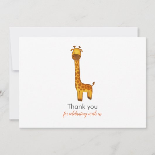 Giraffe Schattige minimalistisch Baby shower dank  Bedankkaart (Voorkant)