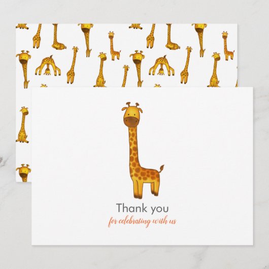 Giraffe Schattige minimalistisch Baby shower dank Bedankkaart (Voorkant / Achterkant)
