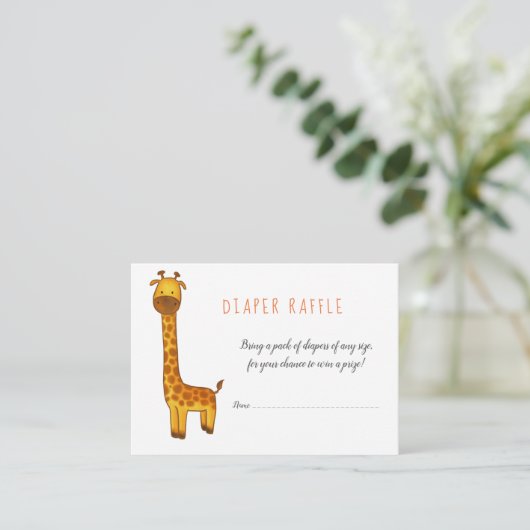 Giraffe Schattige Minimalistisch Baby shower Luier Informatiekaartje (Staand voorkant)