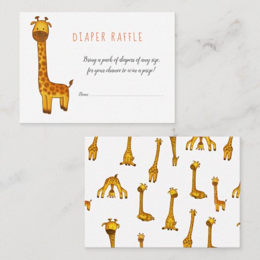 Giraffe Schattige Minimalistisch Baby shower Luier Informatiekaartje (Voorkant / Achterkant)