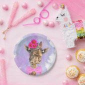Giraffe schattige, vreemde waterverf van wilde oer papieren bordje (Feest)