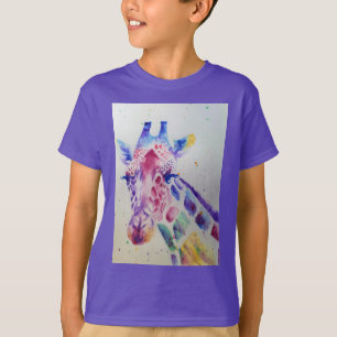 Giraffe Schattigee grillige Waterverf Boys T Shirt
