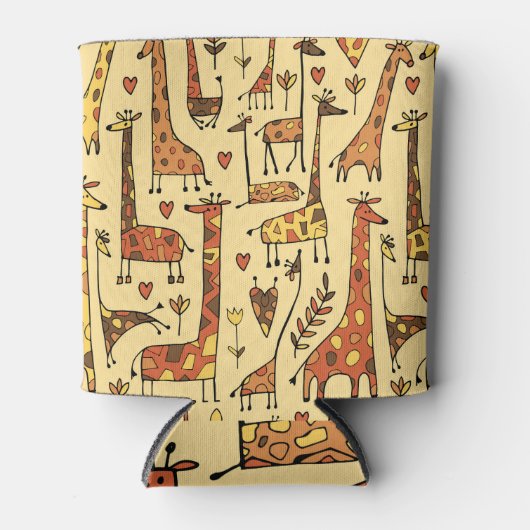 Giraffe schets, leuk naadloos ontwerp. blikjeskoeler (Voorkant)