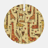 Giraffe schets, leuk naadloos ontwerp. glas ornament (Achterkant)