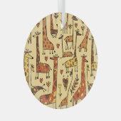 Giraffe schets, leuk naadloos ontwerp. glas ornament (Voorkant Rechts)