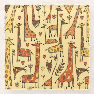 Giraffe schets, leuk naadloos ontwerp. glazen onderzetter