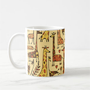 Giraffe schets, leuk naadloos ontwerp. koffiemok
