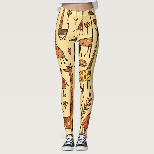 Giraffe schets, leuk naadloos ontwerp. leggings (Voorkant)