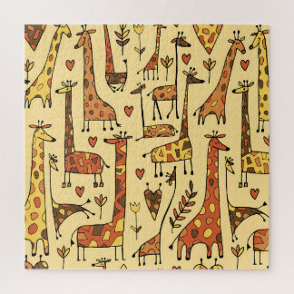 Giraffe schets, leuk naadloos ontwerp. legpuzzel