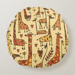 Giraffe schets, leuk naadloos ontwerp. rond kussen