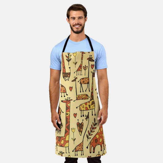 Giraffe schets, leuk naadloos ontwerp. schort (Gedragen)