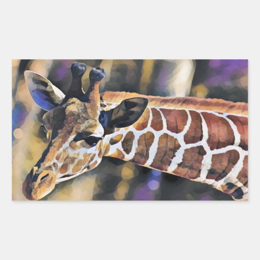 Giraffe Schilderen kunst  Rechthoekige Sticker (Voorkant)