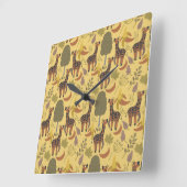 Giraffe seamless pattern yellow background vierkante klok (Hoek)