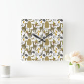 Giraffe seamless pattern yellow white tall vierkante klok (Huis)