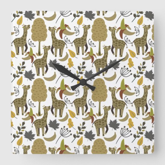 Giraffe seamless pattern yellow white tall vierkante klok (Voorkant)