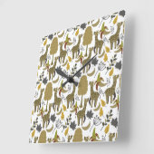 Giraffe seamless pattern yellow white tall vierkante klok (Hoek)