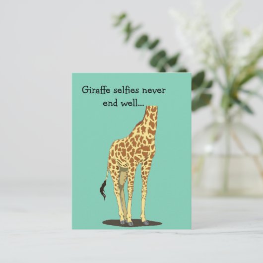 Giraffe selfies maakt nooit goed af... briefkaart (Staand voorkant)