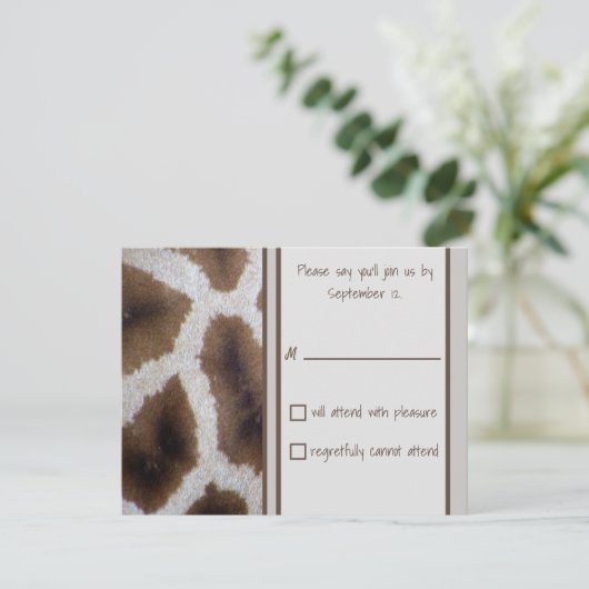Giraffe Sighting Response Card RSVP Kaartje (Staand voorkant)