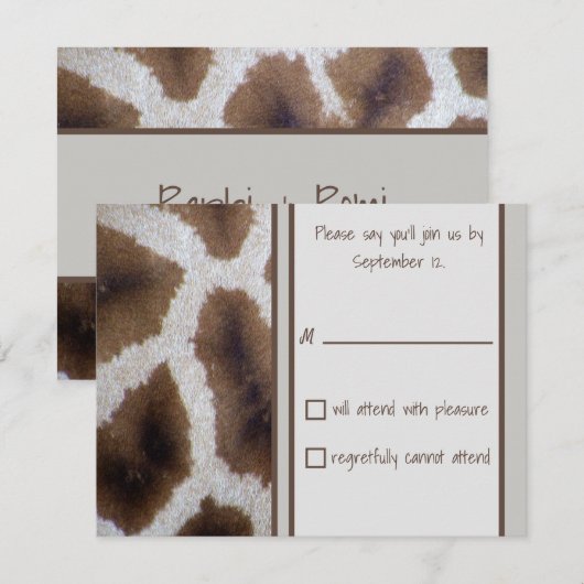 Giraffe Sighting Response Card RSVP Kaartje (Voorkant / Achterkant)
